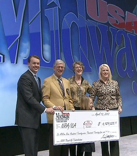 (Left to Right) NRA-ILA Director Chris Cox, Larry Potterfield, Brenda Potterfield, Larry & Brenda's Granddaughter, and Sara Potterfield (Left to Right) NRA-ILA Director Chris Cox, Larry Potterfield, Brenda Potterfield, Larry & Brenda's Granddaughter, and Sara Potterfield