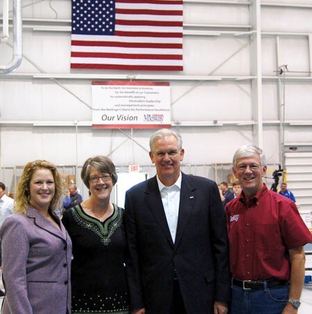 (Left to Right) Sara Potterfield, Brenda Potterfield, Governor Jay Nixon and Larry Pott...