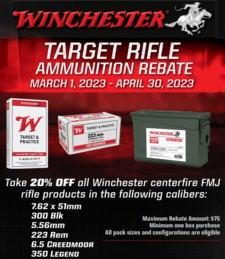 Winchester Target Rifle Ammo Rebate 2023