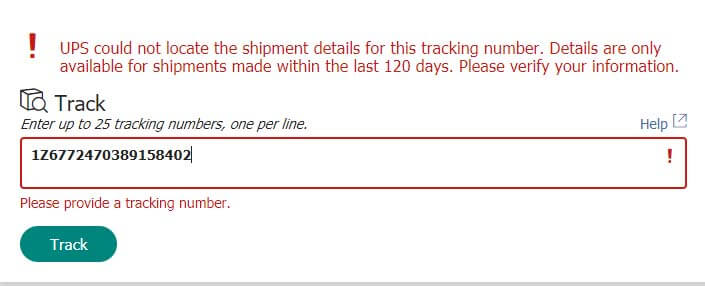 package tracking unavailable