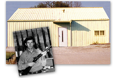 Old photos of Original building for Ely Arms, Larry with Trapdoor SRC in store