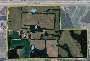 Birdseye view photo of the 500-year campus land that was purchased