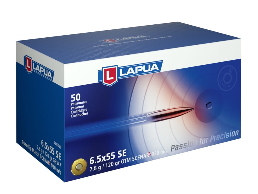 Lapua Scenar-L Ammunition 6.5x55mm Swedish Mauser 120 Grain Hollow Point Boat Tail Box ...