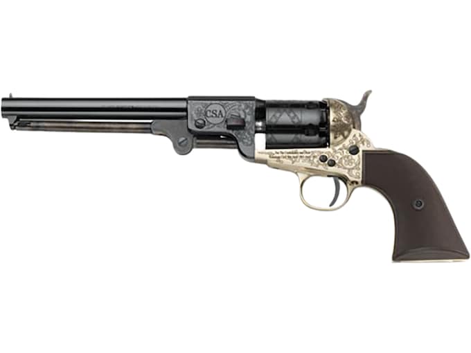 Pietta 1851 CSA Commemorative Brass Black Powder Revolver 44 Caliber 7.5" Barrel Brass Engraved Frame Blue