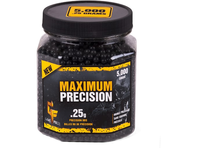 Game Face Maximum Precision 6mm Airsoft BB .25 Gram Black 5000PK