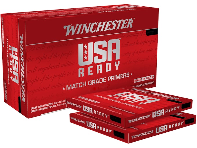 Winchester USA Ready Large Rifle Match Primers Box of 1000 (10 Trays of 100)