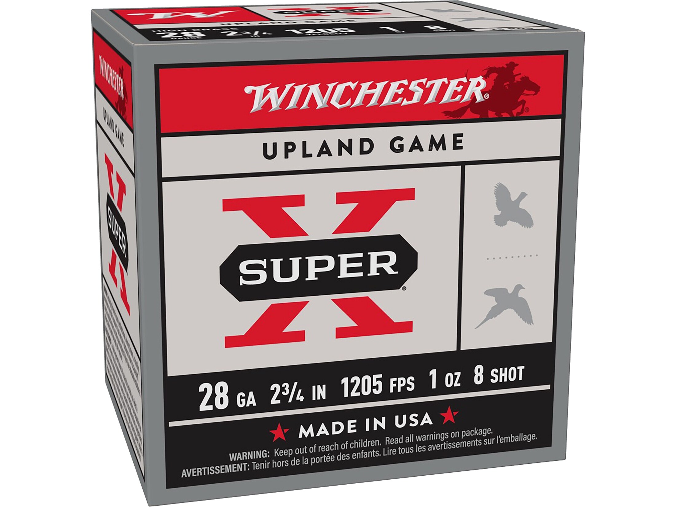Winchester Super X High Brass 28 Gauge Ammo 2-3/4" #8 Lead Shot 1 oz Case of 250 (10 Boxes of 25)