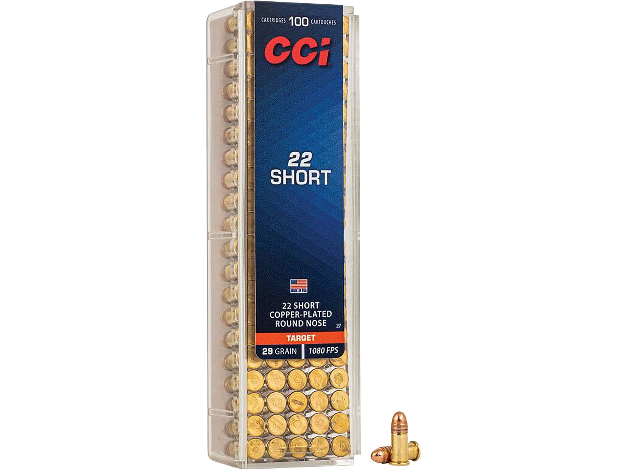 ヘネシーx.x.o  100cI CCI 22 Short Ammo 29 Grain Plated Round Nose Box of 100