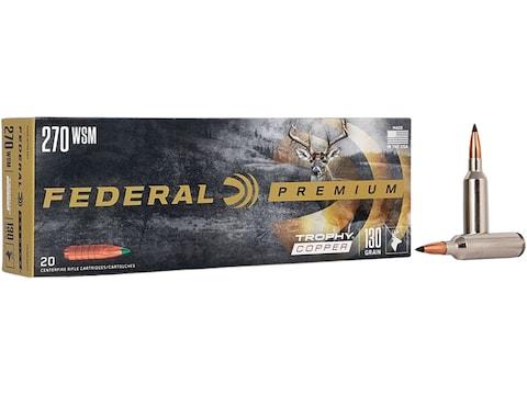 Federal Premium Trophy Copper 270 Winchester Short Mag (WSM) Ammo 130
