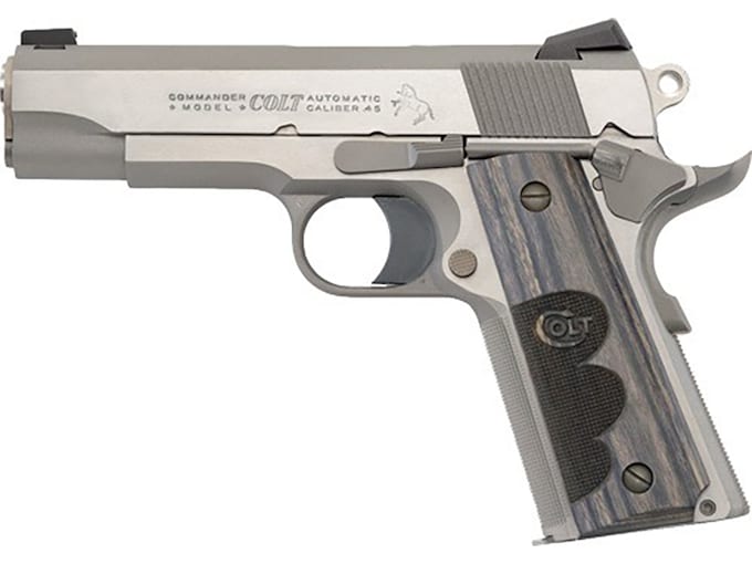 Colt 1911 Whiley Clapp Commander Semi-Automatic Pistol 45 ACP 4.25" Barrel 7-Round Stainless Wood
