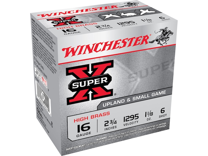Winchester Super-X High Brass Ammunition 16 Gauge 2-3/4" 1-1/8 oz #6 Shot Box of 25