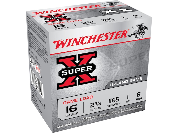 Winchester Super-X Game Loads Ammunition 16 Gauge 2-3/4" 1 oz #8 Shot Box of 25