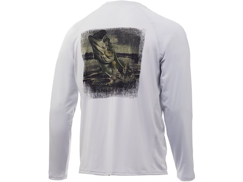 Huk Men's Pursuit Bass Camp Long Sleeve T-Shirt White XL