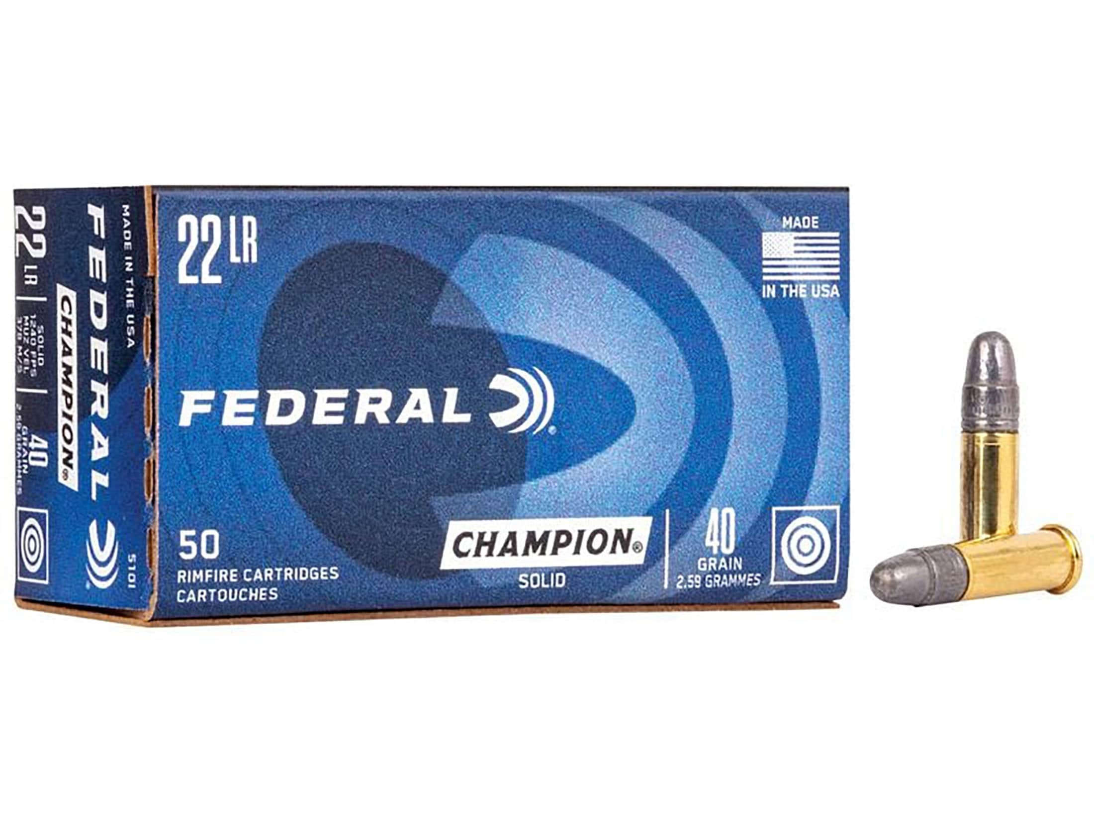 Federal Champion 22LR Ammo 40 Grain Round Nose Case of 5000 (100 Boxes of 50)