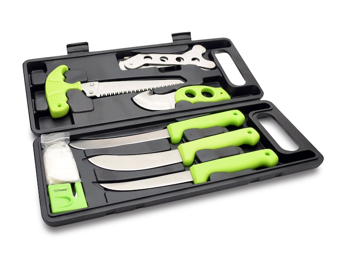 HME 9 Piece Field Dressing Kit Stainless Steel Blades Rubberized Handles Green