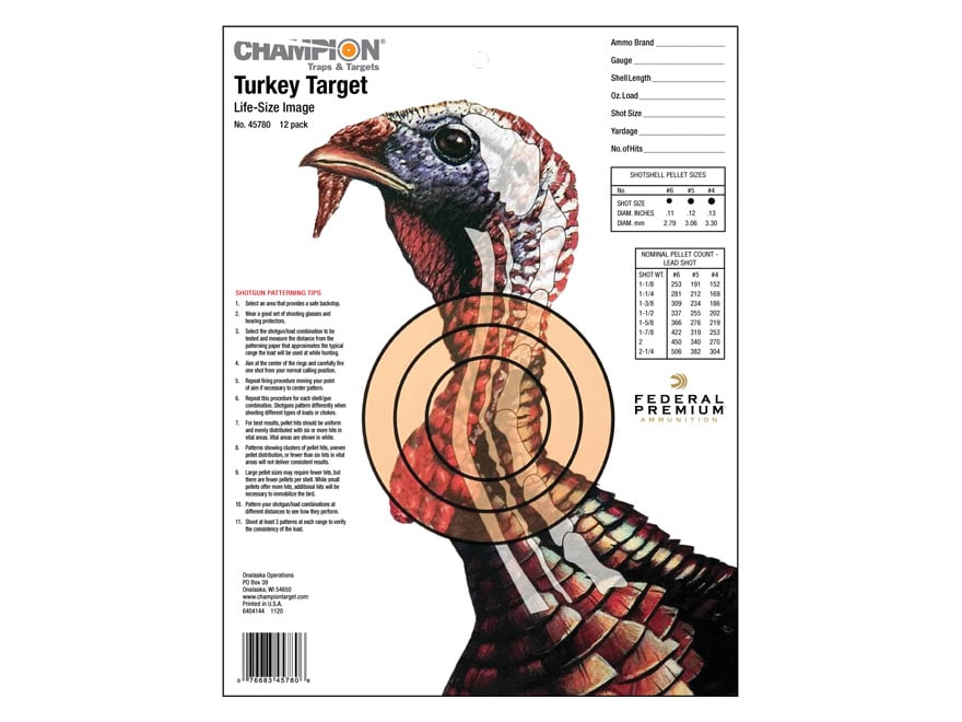 champion xray turkey targets 11 x 14 pack of 12