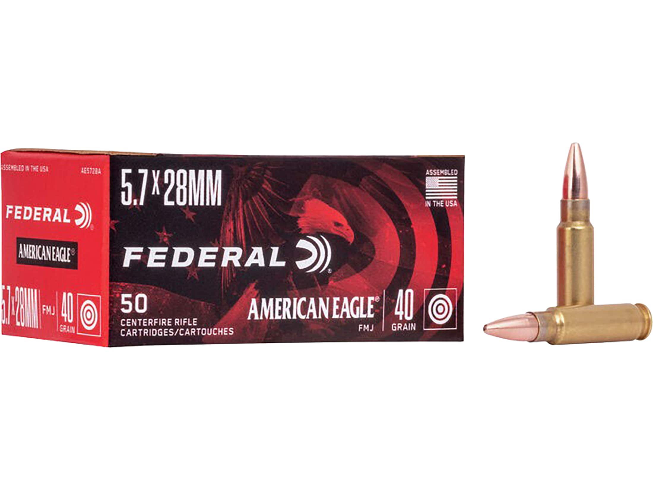 Federal American Eagle Ammo 5.7x28mm FN 40 Grain Full Metal Jacket Box