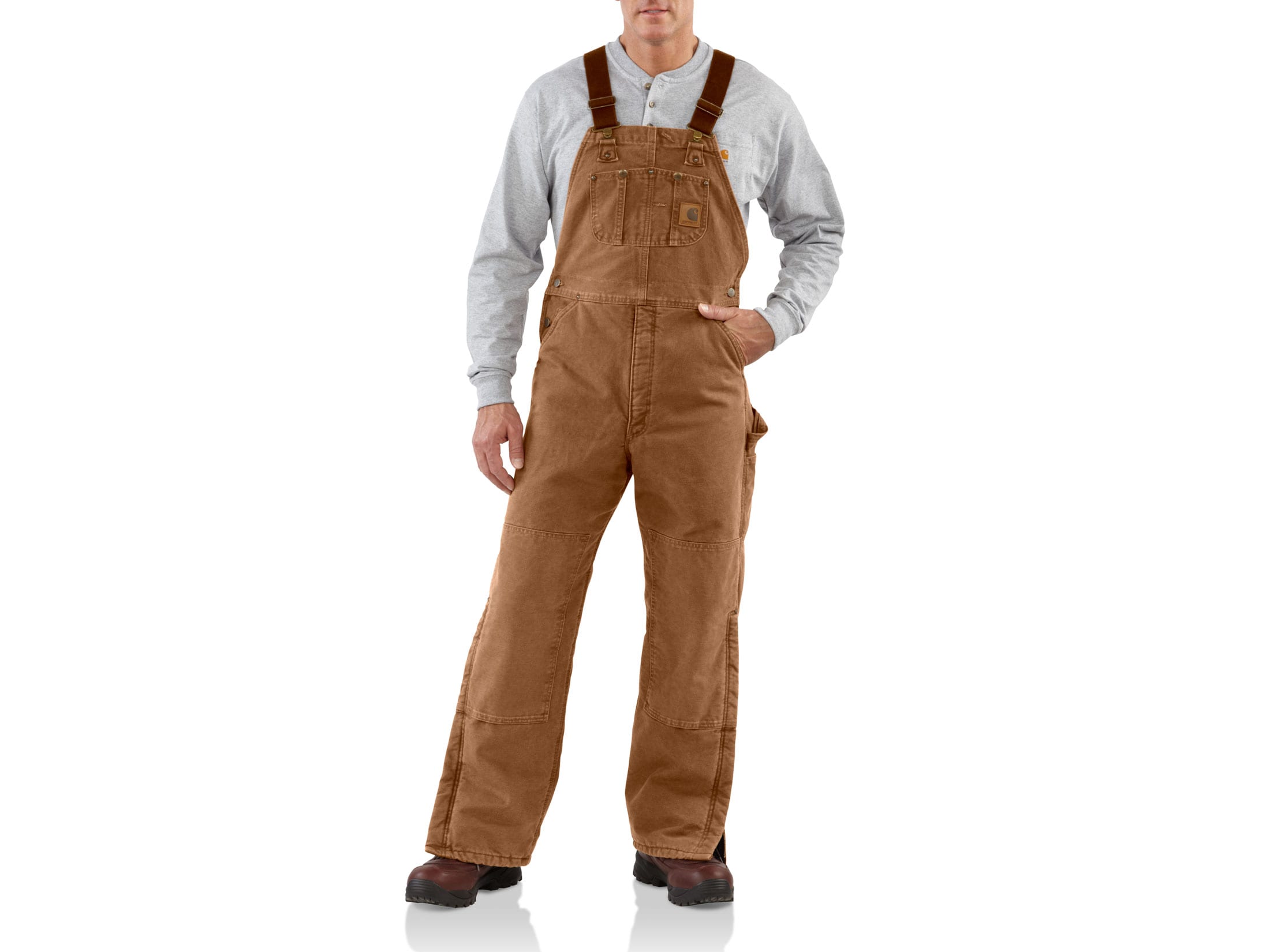 Carhartt quilt lined sandstone bib overalls hotsell