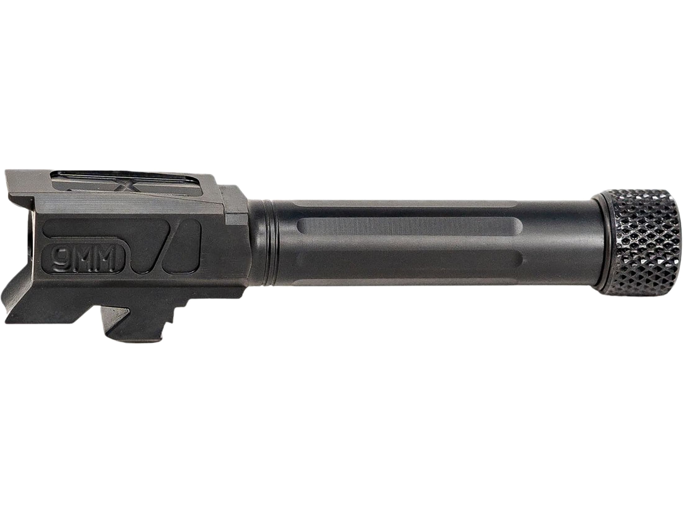 Faxon GB910N43SGQT Match Series 9mm Luger Compatible w/Glock 43/43X, Black Nitride 416R Stainless Steel, Straight Fluted/Target Crown Barrel, Handgun Barrel