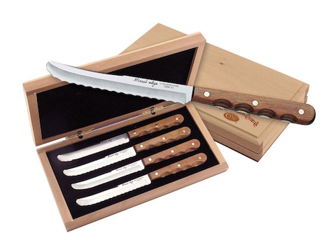 Case Miracl-Edge Steak Knife 5 Serrated SS Blade Wood Handle Brown 4PK