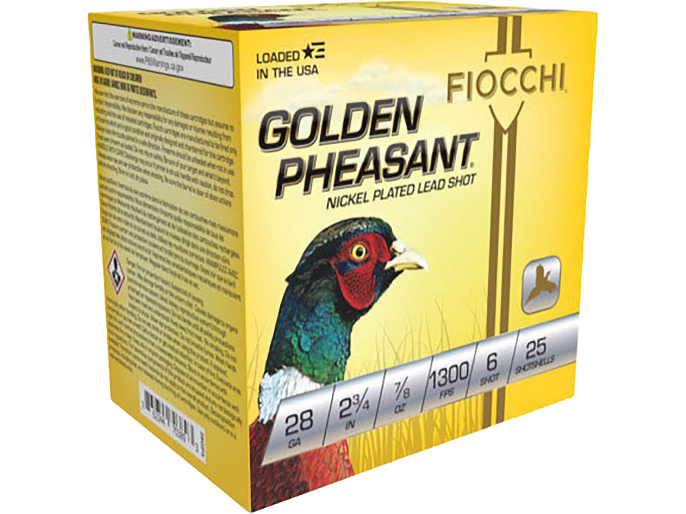Fiocchi Golden Pheasant 28 Gauge Ammo 2-3/4" #6 Nickel Plated Lead Shot 7/8 oz Case of 250 (10 Boxes of 25)