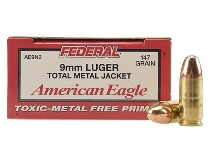 Federal American Eagle Ammunition 9mm Luger 147 Grain Total Metal Jacket