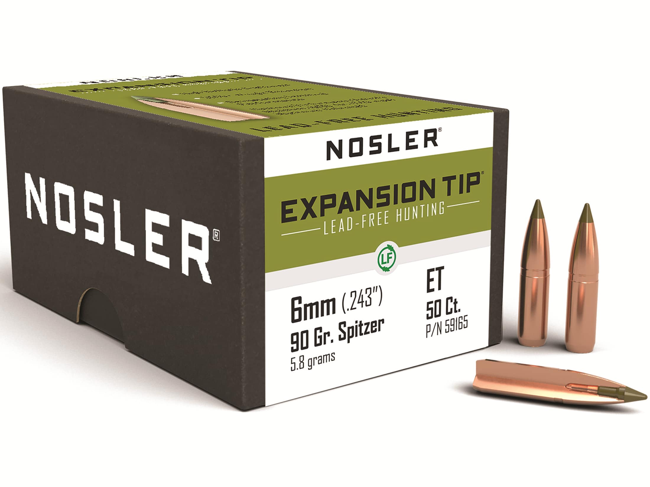 Nosler E-Tip Bullets 243 Cal, 6mm (243 Diameter) 90 Grain Spitzer Boat