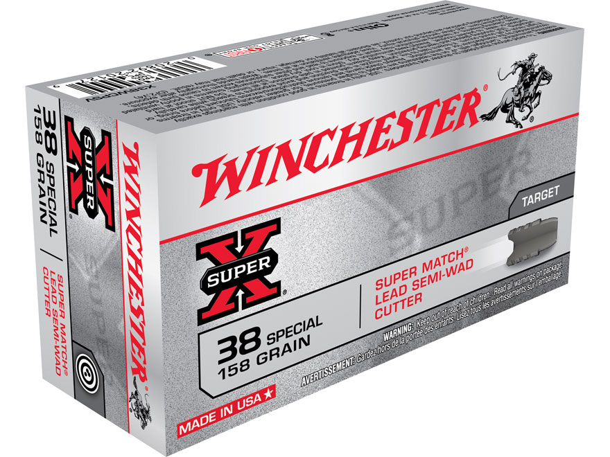 Winchester Super X 38 Special Ammo 158 Grain Semi-Wadcutter Box of 50