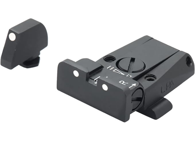 LPA SPR Adjustable Sight Set Glock 17, 19, 22, 23, 34, 35 Steel White Dot