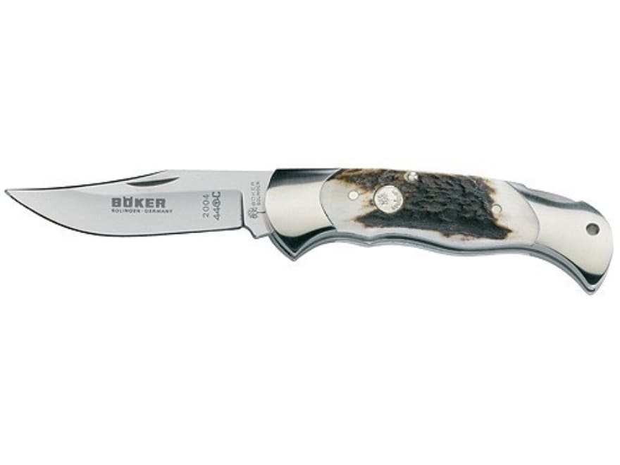 Boker Knives Stag Lock Blade Hunter Folding Pocket Knife 3.125 Drop