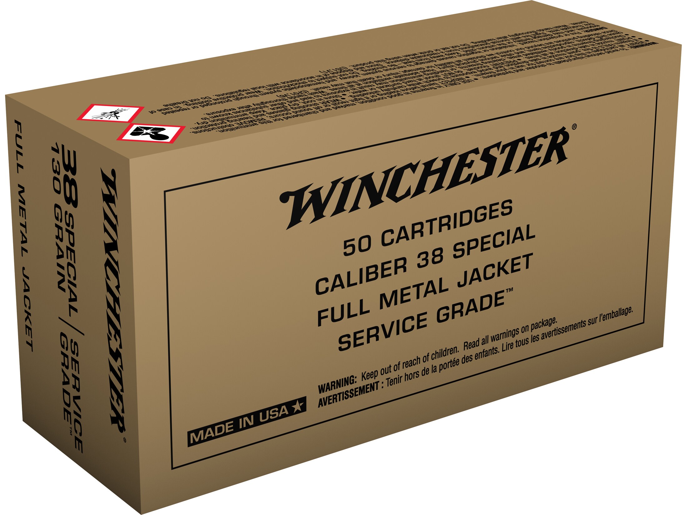 Winchester Service Grade 38 Special Ammo 130 Grain Full Metal Jacket