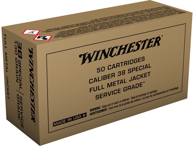 Winchester Service Grade 38 Special 130 Grain Full Metal Jacket Case