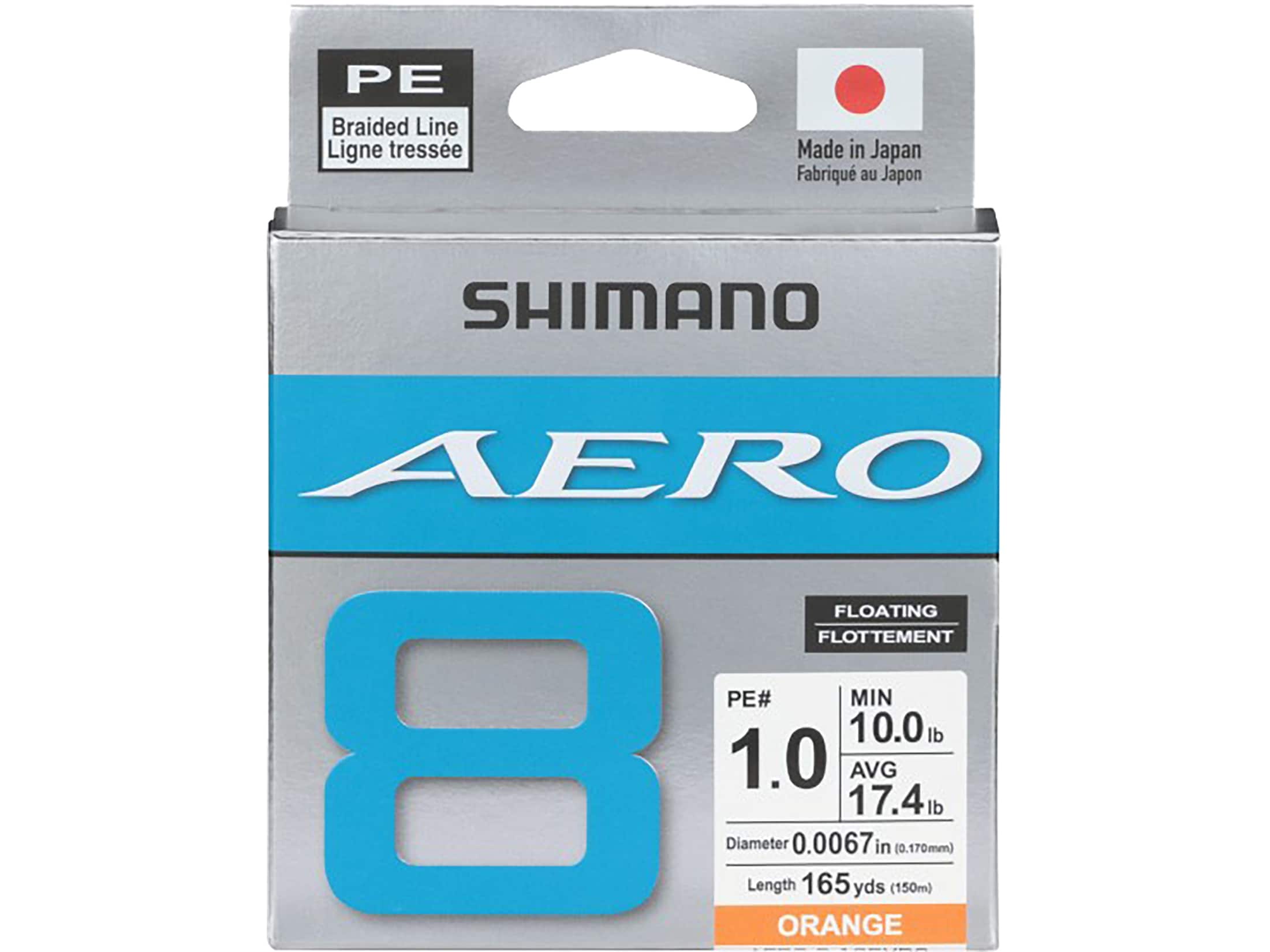 Shimano Aero 8 Braided Fishing Line 8lb 165yd Orange