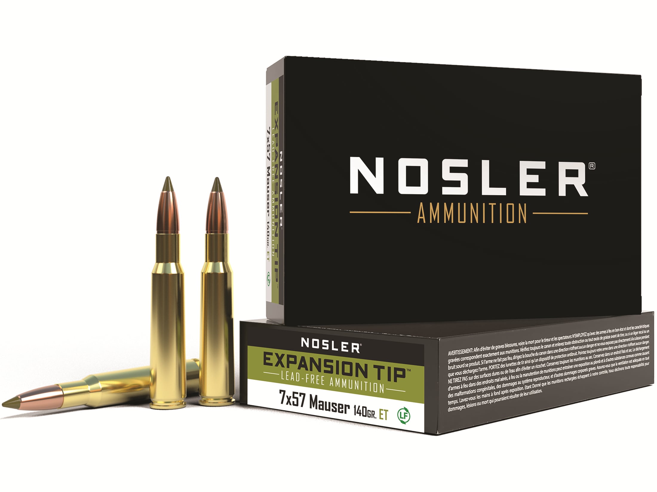 Nosler E-Tip 7x57mm Mauser (7mm Mauser) Ammo 140 Grain Expansion Tip (E-Tip) Polymer Tip Lead Free Box of 20