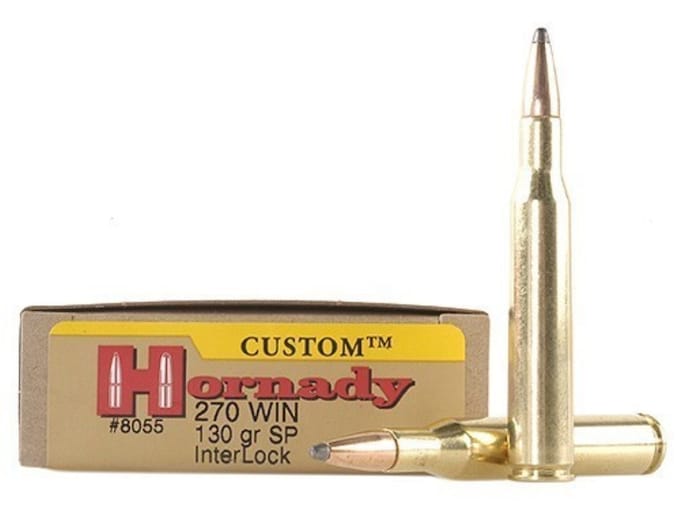 Hornady Custom Ammo 270 Winchester 130 Grain InterLock Spire Point Box