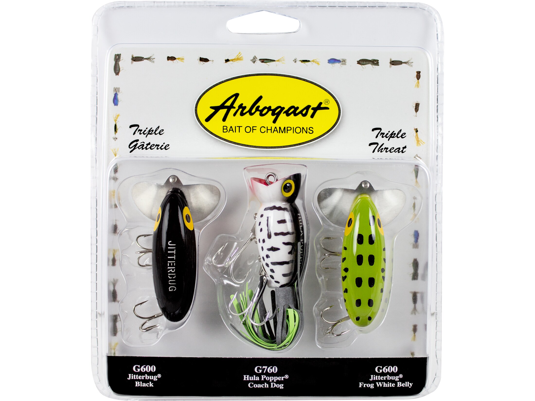 Arbogast Triple Threat 3-Pack: Set Di 3 Esche Topwater Leggendarie Per La Pesca Sportiva, Alta Qualità