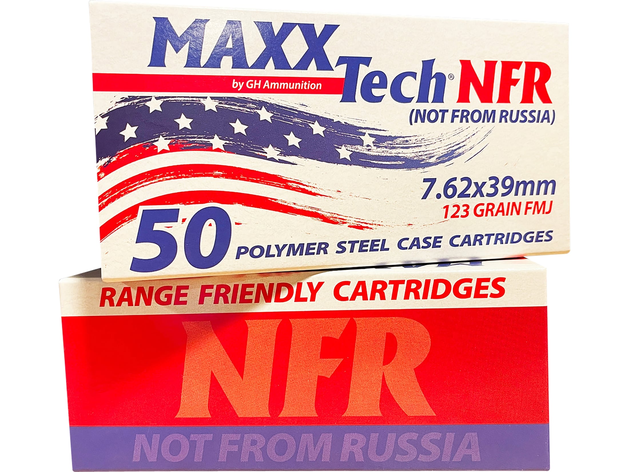 MaxxTech NFR Steel Case 7.62x39mm Ammo 123 Grain Full Metal Jacket Box