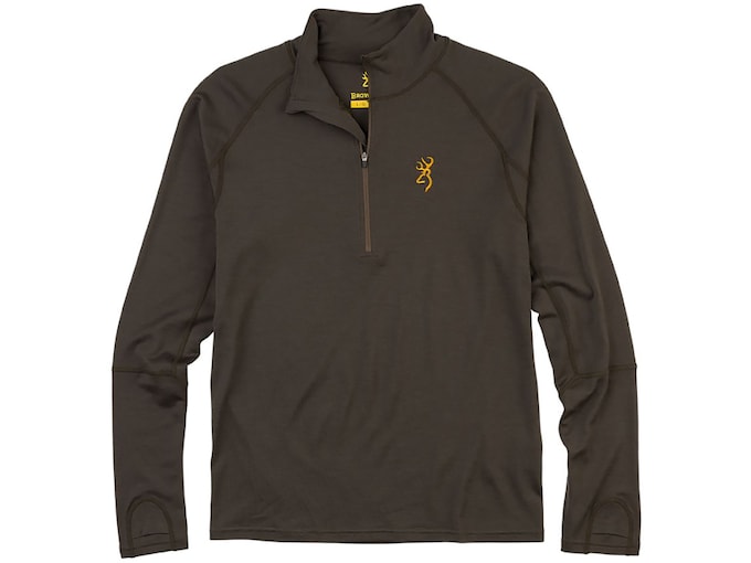 Browning Men's Merino 1/4 Zip Base Layer Shirt Major Brown 2XL