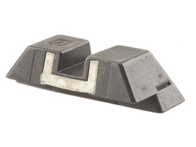 Glock Factory Square Rear Sight 6.5mm .256" Height Steel Black White Outline