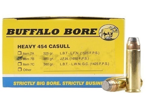 Buffalo Bore 454 Casull Ammo 300 Grain Flat Nose Box of 20