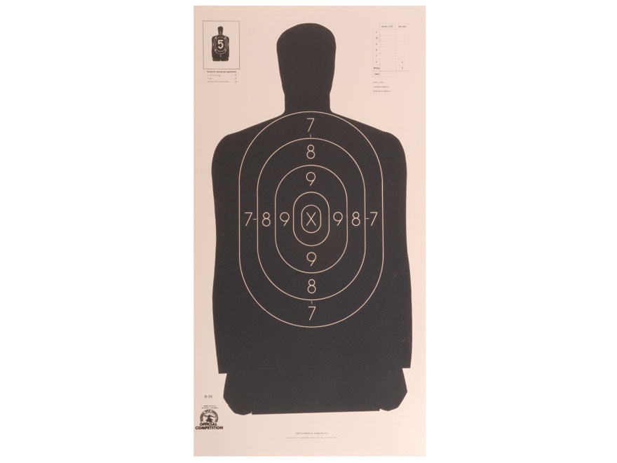 50 Foot Official NRA Pistol Silhouette Targets--20 Count B29 B-29 