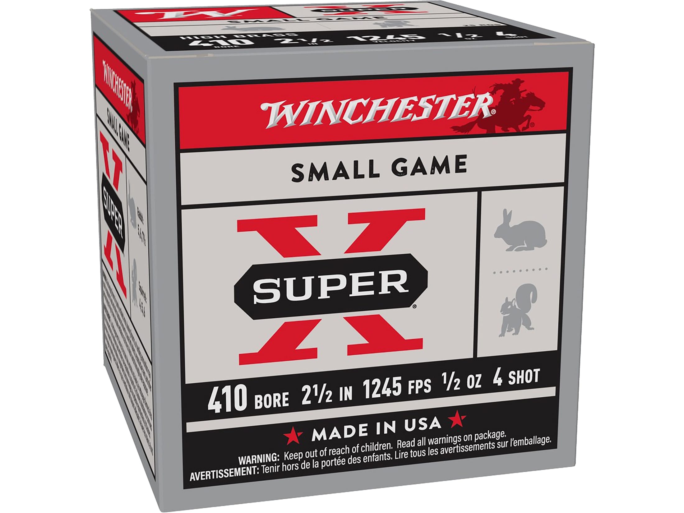 Winchester Super X High Brass 410 Ammo 3 #8-1/2 Lead Shot 3/4oz Box of