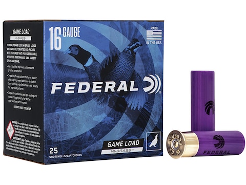Federal Game Load Upland Hi-Brass Ammo 16 Ga 2-3/4 1-1/8oz #4 Shot Box