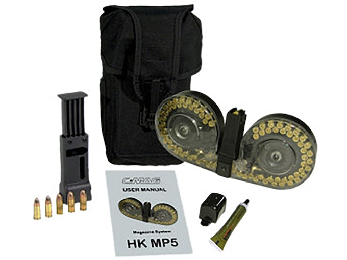 Beta C-Mag Magazine System HK MP5 9mm Luger 100-Round Drum Polymer Black with Clear Back Cover