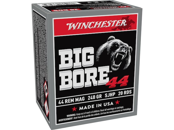 Winchester Big Bore Ammunition 44 Remington Magnum 240 Grain Semi-Jacket Hollow Point Box of 20