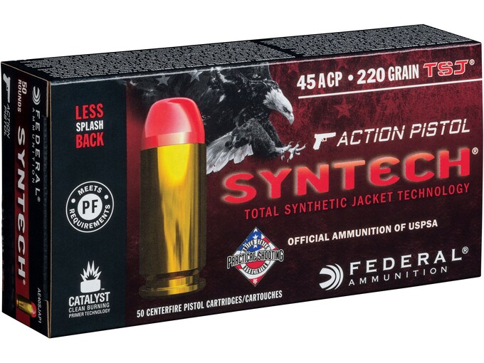 Federal Syntech Action Pistol Ammunition 45 ACP 220 Grain Total Synthetic Jacket