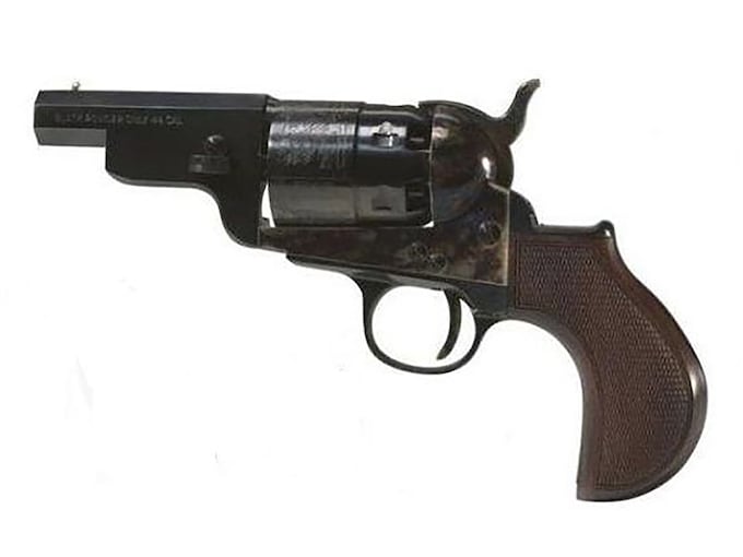 Pietta 1851 Navy Snub Nose Black Powder Revolver 44 Caliber 3" Barrel Case Hardened Frame with Checkered Walnut Grip