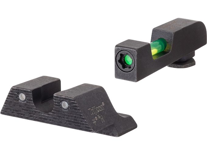Trijicon DI Night Sight Set Glock 20, 21, 21SF, 29, 30, 36, 41 Steel Matte 3-Dot Tritium Green Fiber Optic with Black Retainer