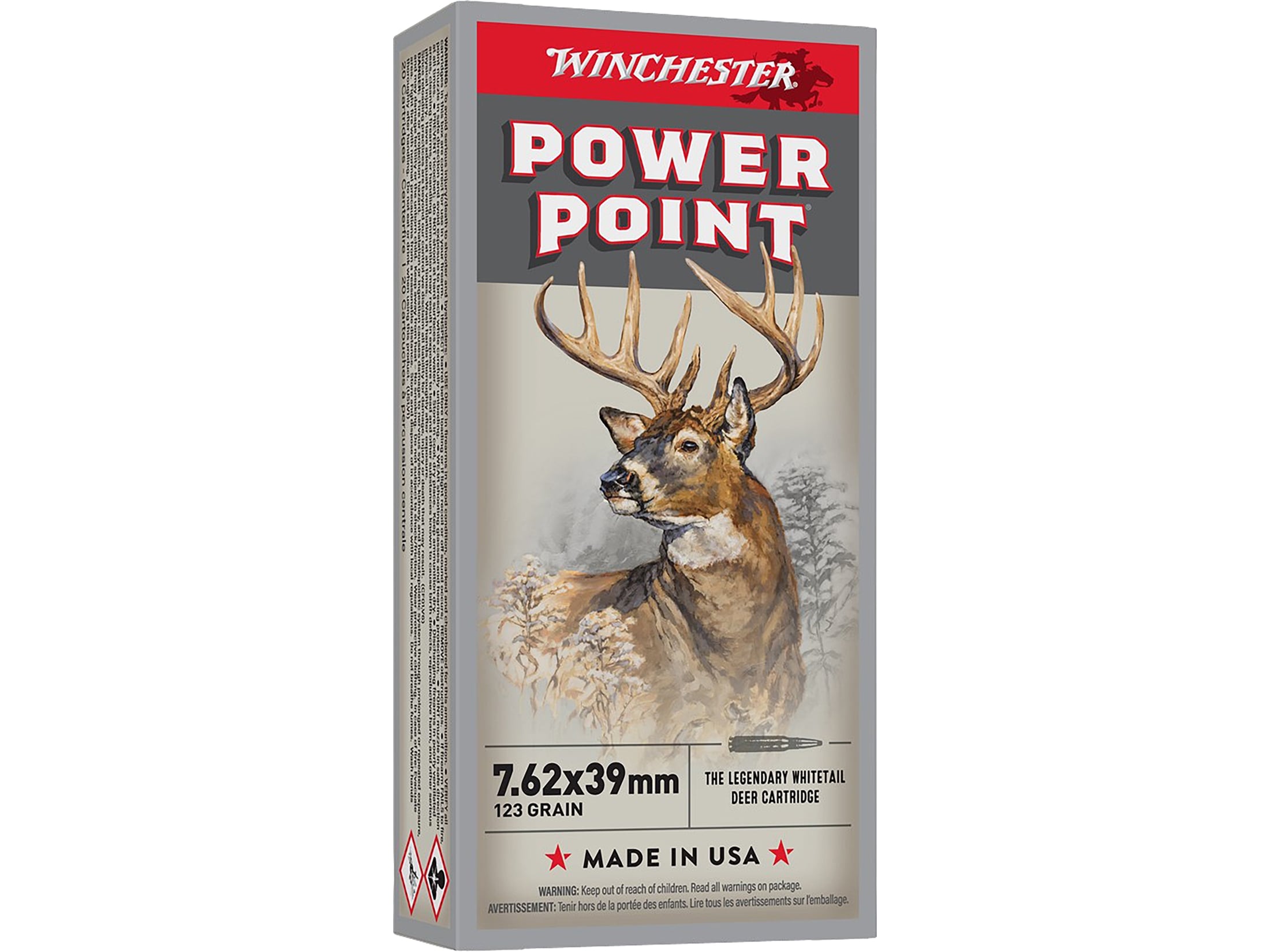 Winchester Super X 7.62x39mm Ammo 123 Grain Winchester Power-Point Jacketed Soft Point Case of 200 (10 Boxes of 20)