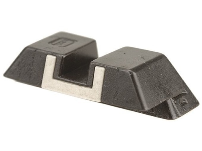 Glock Factory Square Rear Sight 6.1mm .240" Height Steel Black White Outline